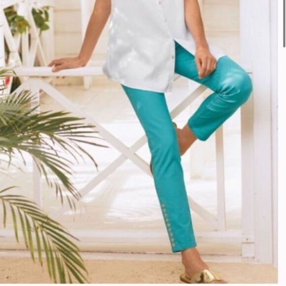 Soft Surroundings | Colorful Metro Pants in Turquoise - Picture 2 of 8